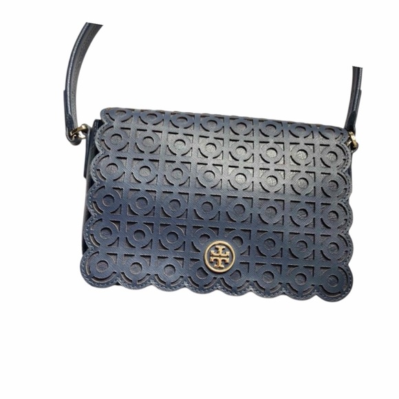 Tory Burch Handbags - Tory Burch Navy Blue lattice Crossbody Bag